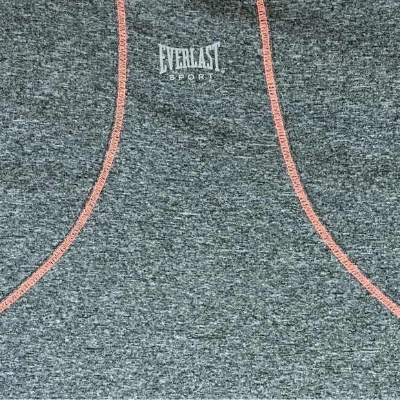 Large Everlast Grey Pink Athletic Tee Activewear T Shirt Stretch V Neck - Picture 5 of 9